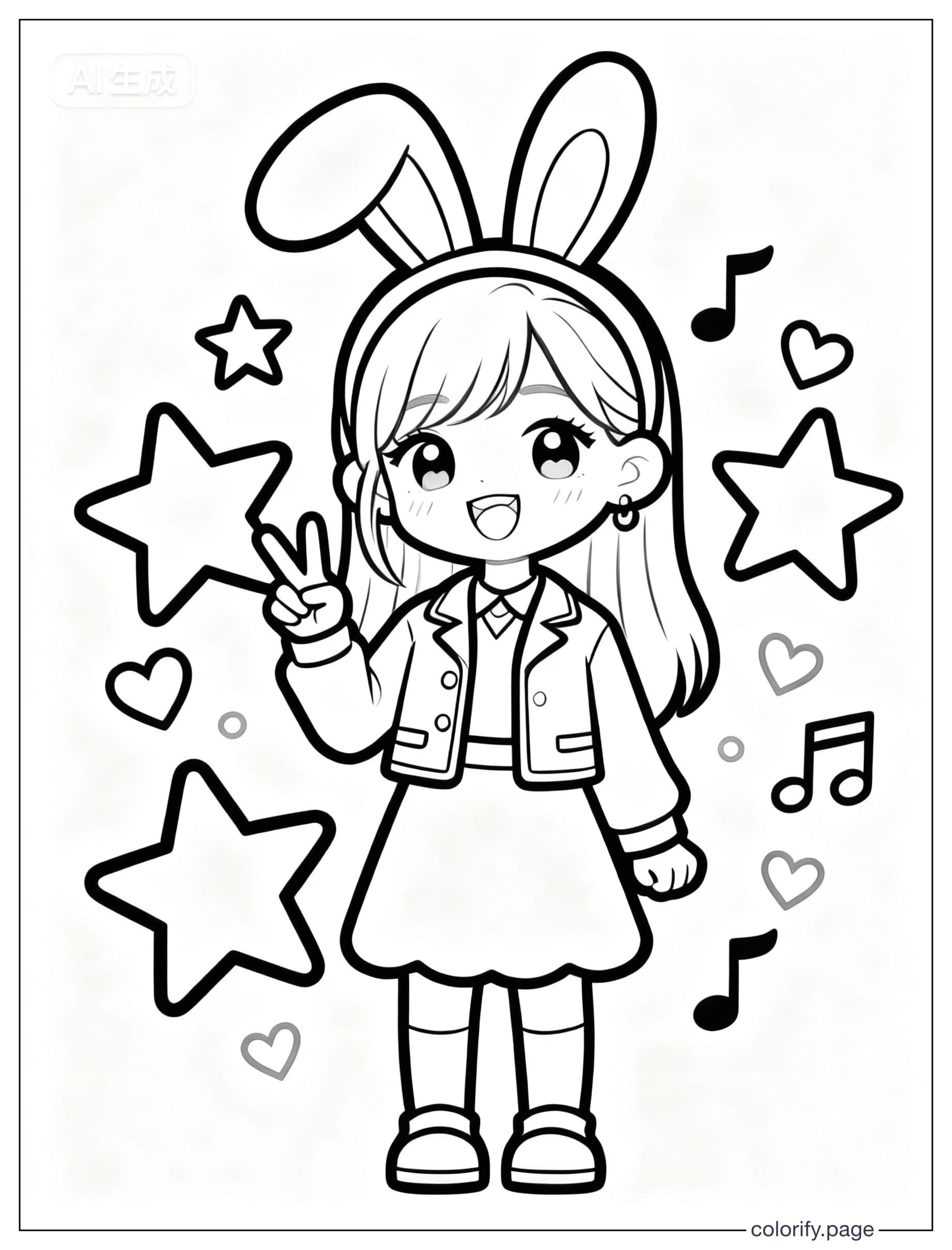 K Pop Star Coloring Page coloring pages - Free & Printable (No Watermark)