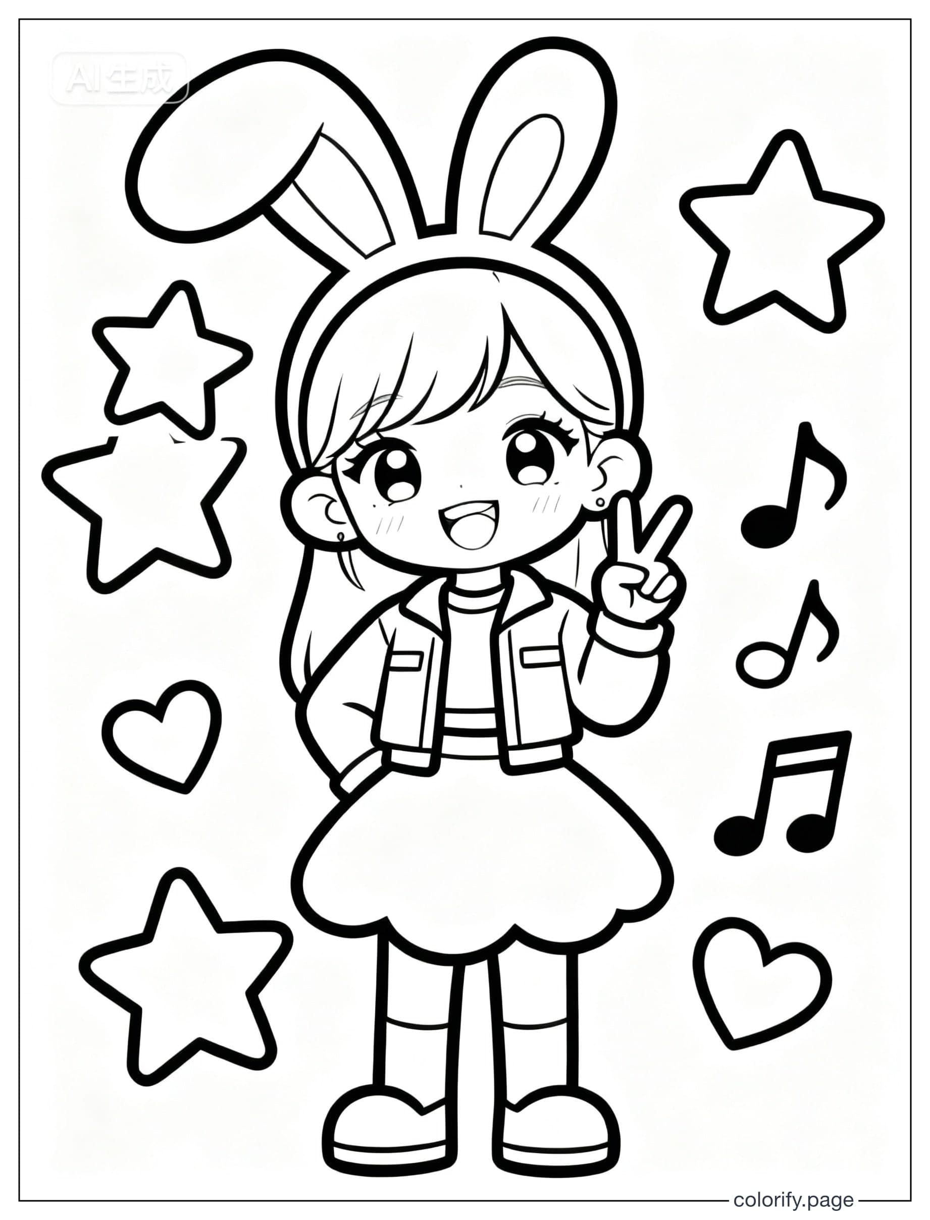 K Pop Star Coloring Page coloring pages - Free & Printable (No Watermark)