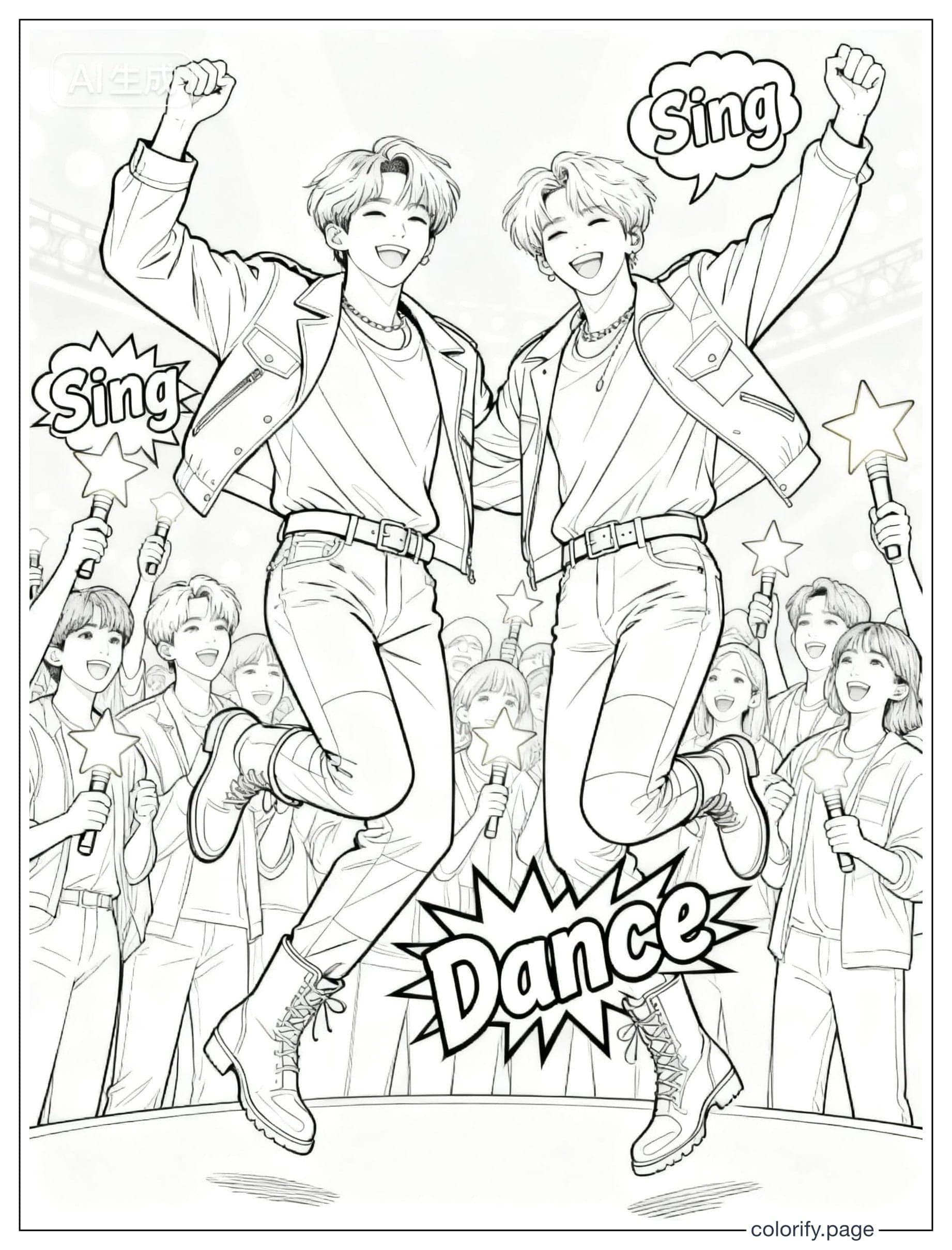 K Pop Star Coloring Page coloring pages - Free & Printable (No Watermark)