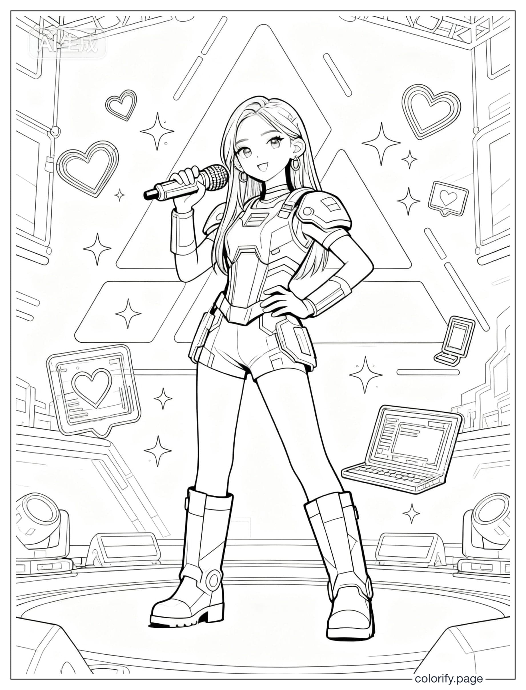 K Pop Star Coloring Page coloring pages - Free & Printable (No Watermark)