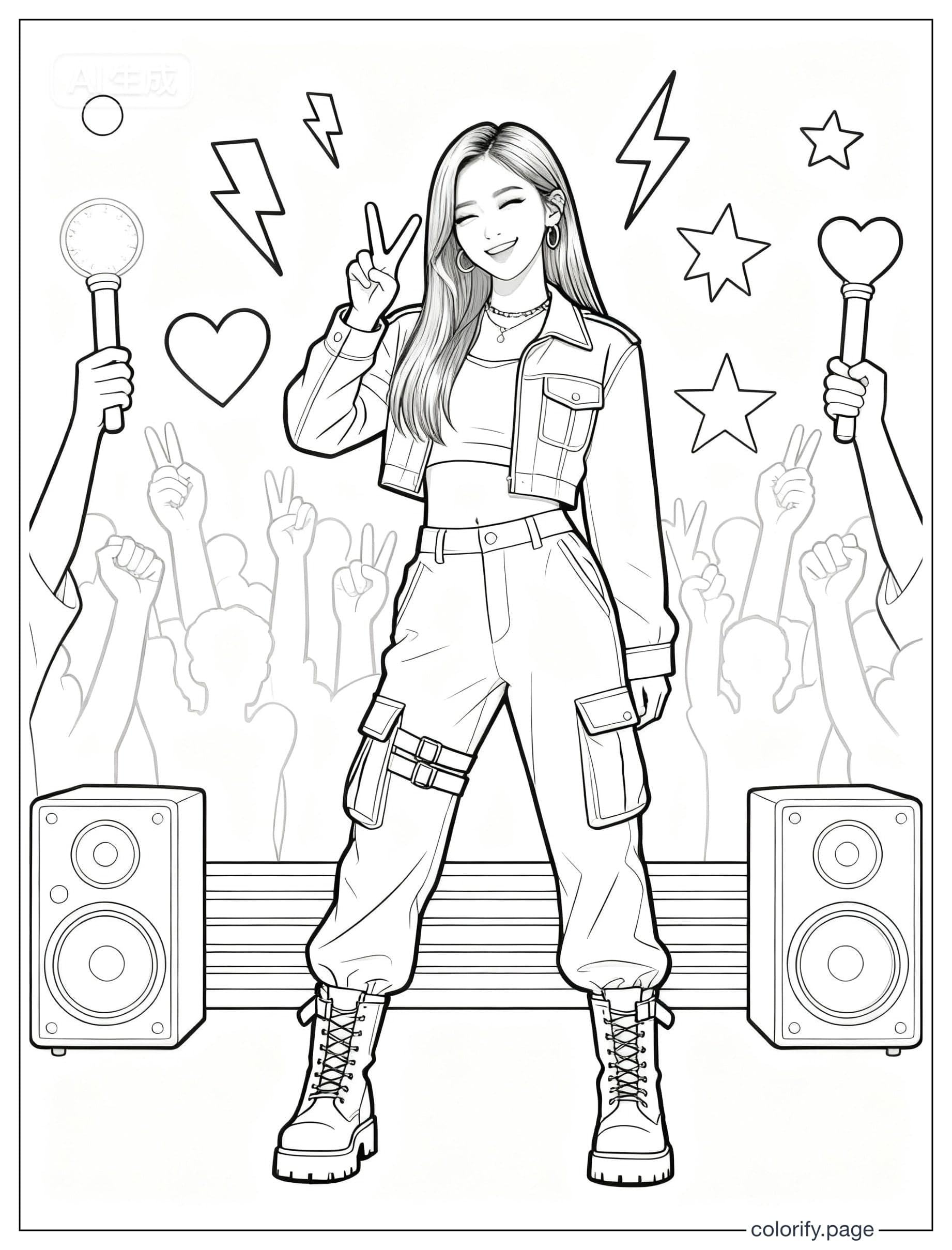 K Pop Star Coloring Page coloring pages - Free & Printable (No Watermark)